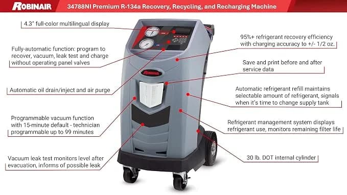 Robinair Premier R-134a Hybrid & Standard A/C Machine 13